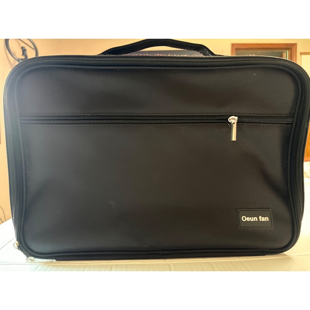Oeun fan Black Nylon Tech Organizer Travel Case Laptop Bag with Trolley Sleeve